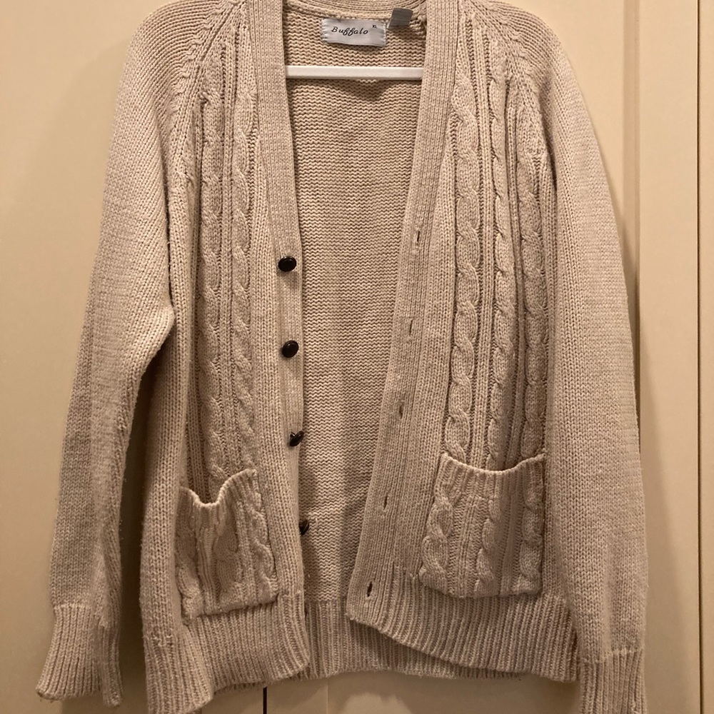 Oatmeal Cable Knit Grandpa Cardigan